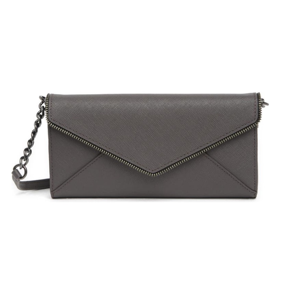 Rebecca Minkoff Cleo Wallet On Chain WOC Leather Crossbody Bag Graphite Gray NWT